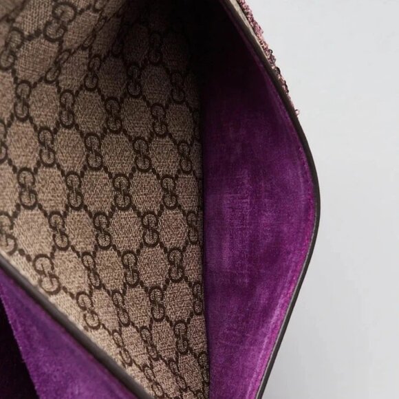 Gucci Beige GG Supreme Canvas Embroidered Sequin Small Dionysus Shoulder Bag - Picture 12 of 12